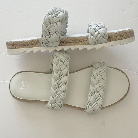 Marc Fisher Jaimee Espadrille Slide White Braided Woven Leather Sandals 8M - Picture 6 of 10